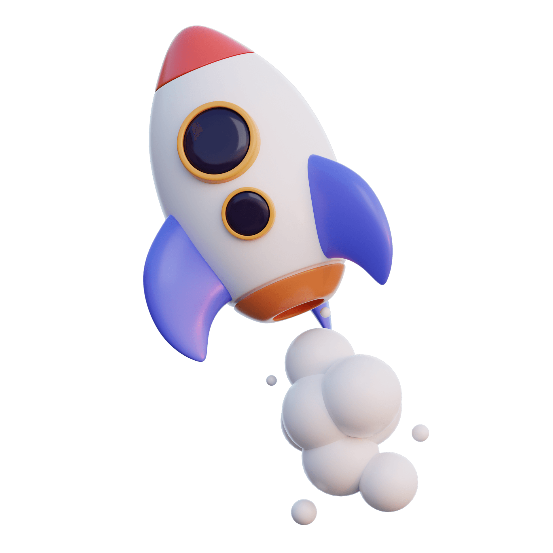 OnePager hero image: a 3D generated rocket ship